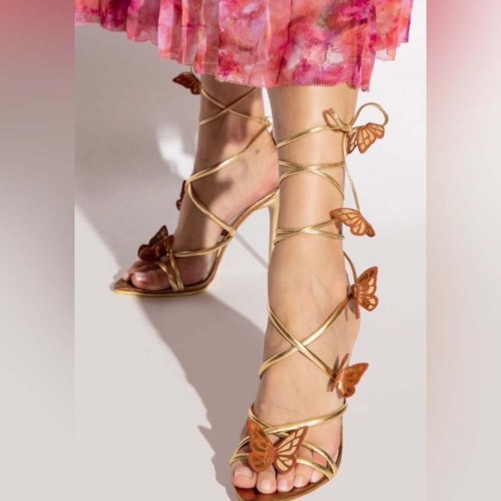 Sophia Webster Gold Butterfly Heels Worn Once